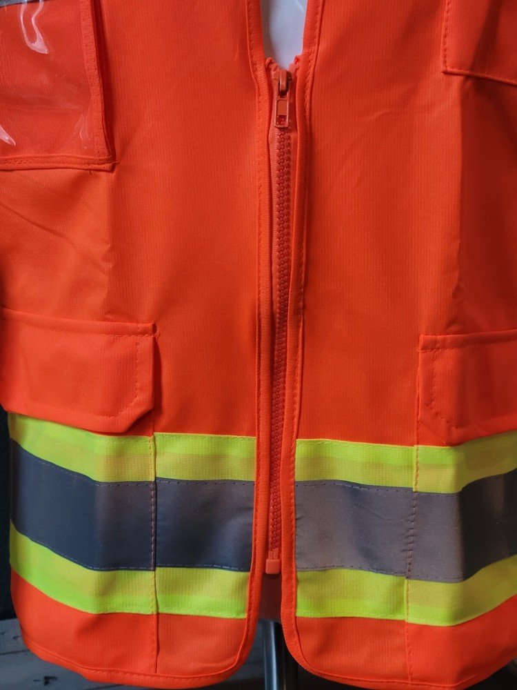 High visibility orange Two Tone Safety Vest Solid Fabric.