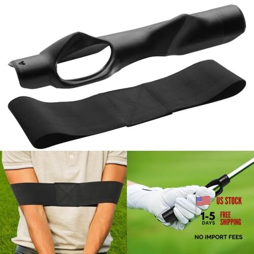 Grip Trainer Attachment & Swing Correcting Arm Band -Golf Training Combo for