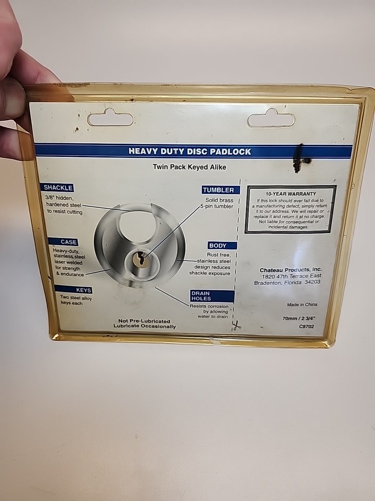 Chateau Self Storage C8702 Twin Pack Disc Padlock 2 3/4"