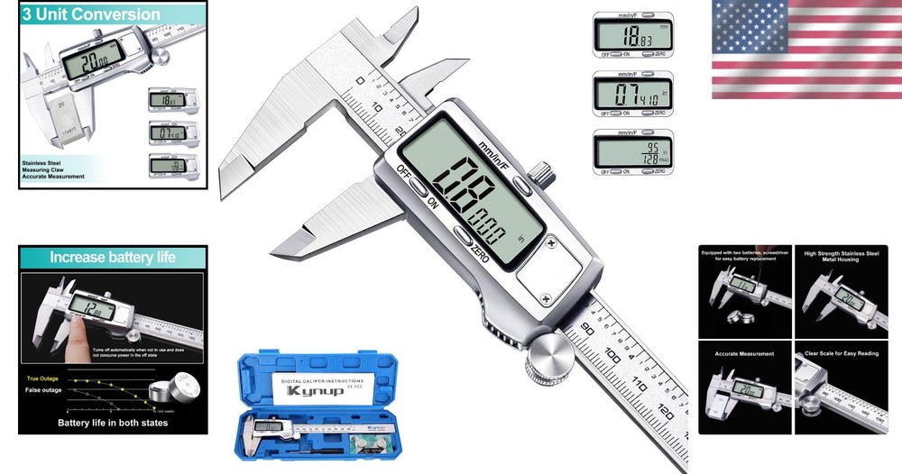 Versatile Digital Caliper, 150mm Measurement with LCD Display, 3 Units Switch