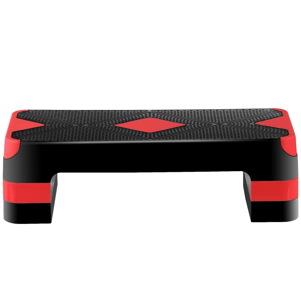 Aerobic Step Platform Exercise Step Adjustable Height 4"-6''-8' w/4 Risers Red
