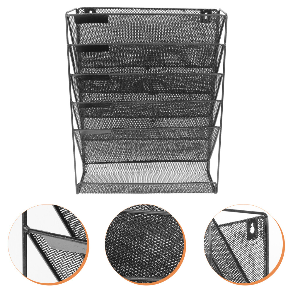 Wall-mounted File Storage Rack Multi-layer Document Organizer Metal Magazine
