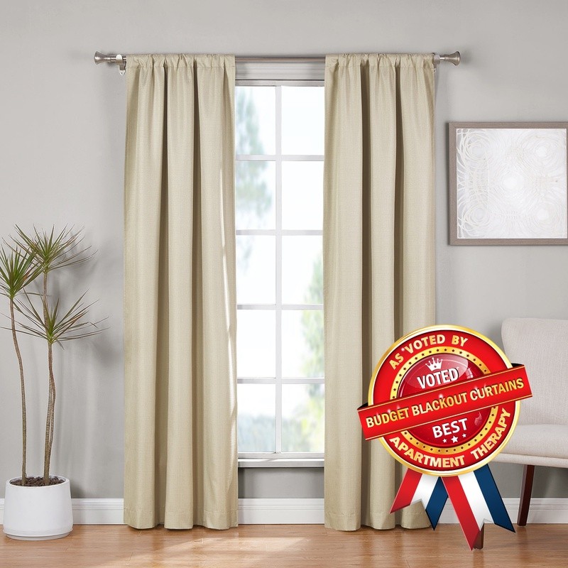 Textured 100% Blackout Indoor Curtains 2 Pack Pan