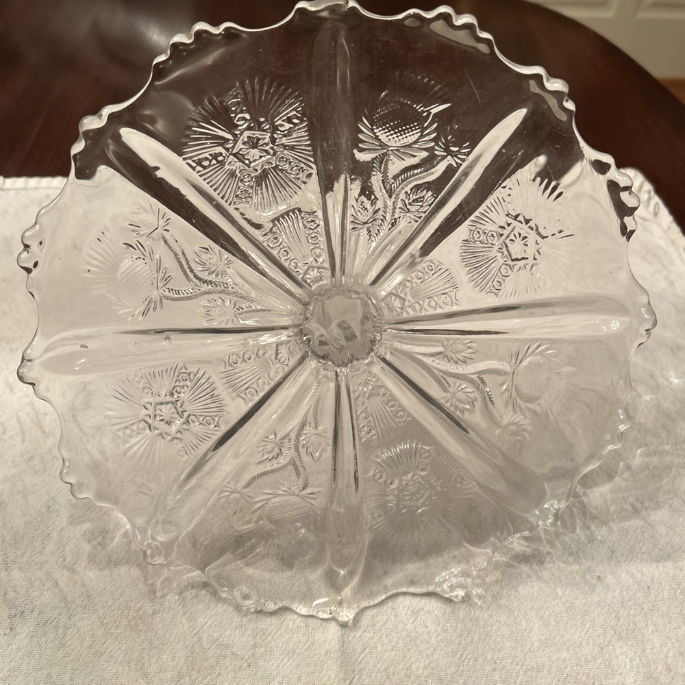 EAPG Paneled Thistle Pedestal Cake Plate