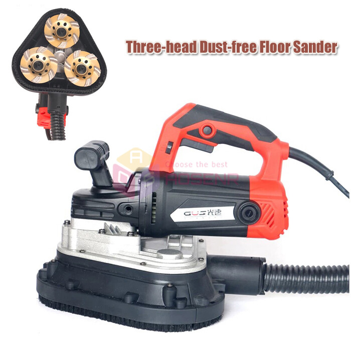 Three Heads Dustless Grinder Triangle Floor Grinding Edge Concrete Grinder