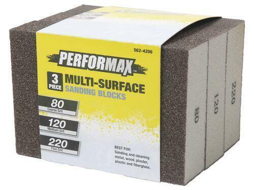 Multi-Surface Sanding Sponge 3 Block Pack 80/120/220 Course, Medium & Fine Grit