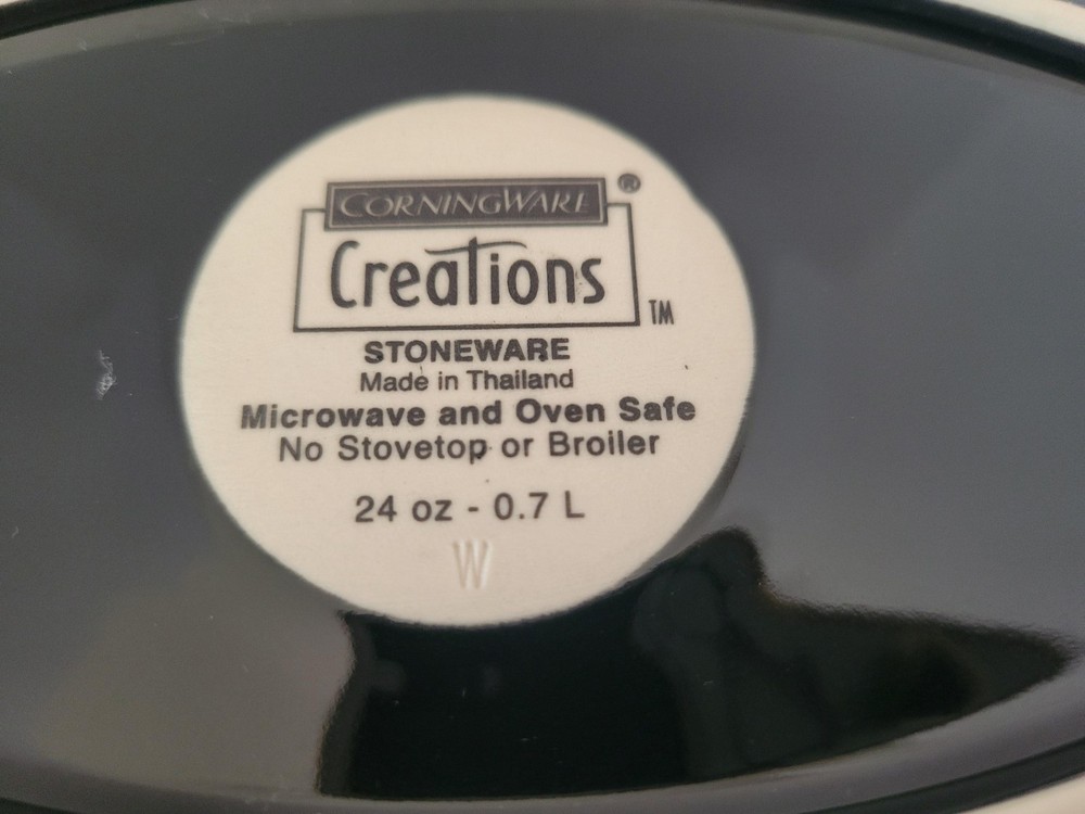 CorningWare Creations Black Stoneware Oval Baking Dish 24oz .7L Kitchen