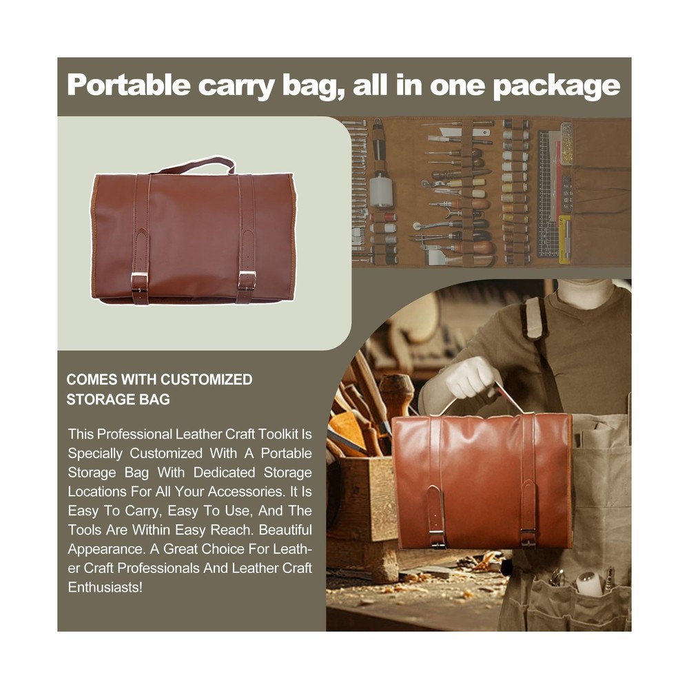 ESMING Leather Tooling Kit Craft Tools Leather Working Kit with Cutting Mats ...