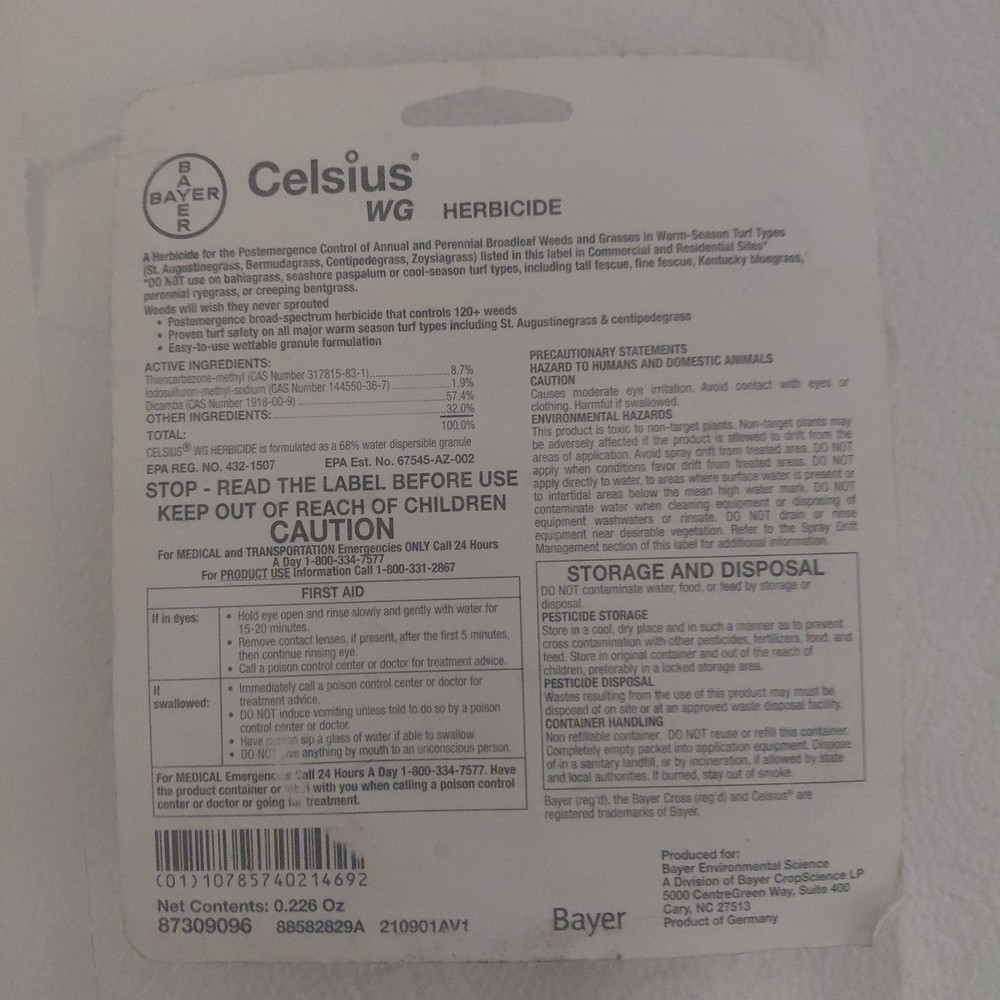 Celsius Herbicide - Single dose 0.226 oz Easy Mix Packet - Post Emergent