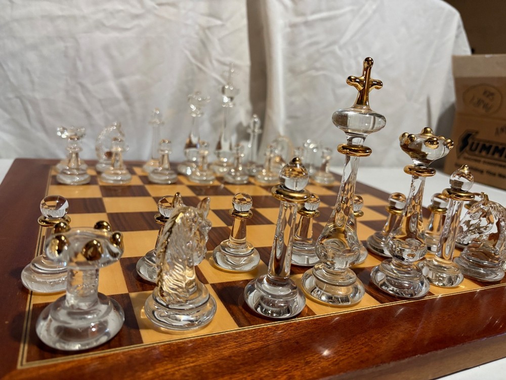 Vintage Glass Chess Set