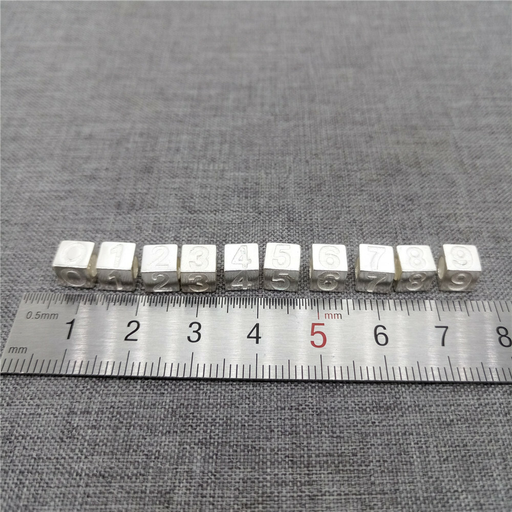 2 Sterling Silver Number Cube Beads 4-Sided for Bracelet Hole 3.5mm
