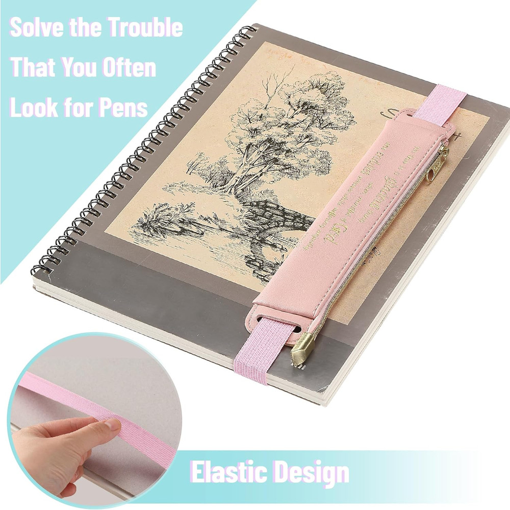 - Adjustable Leather Pen Holder, 2 Pcs, 8" X 1.5"