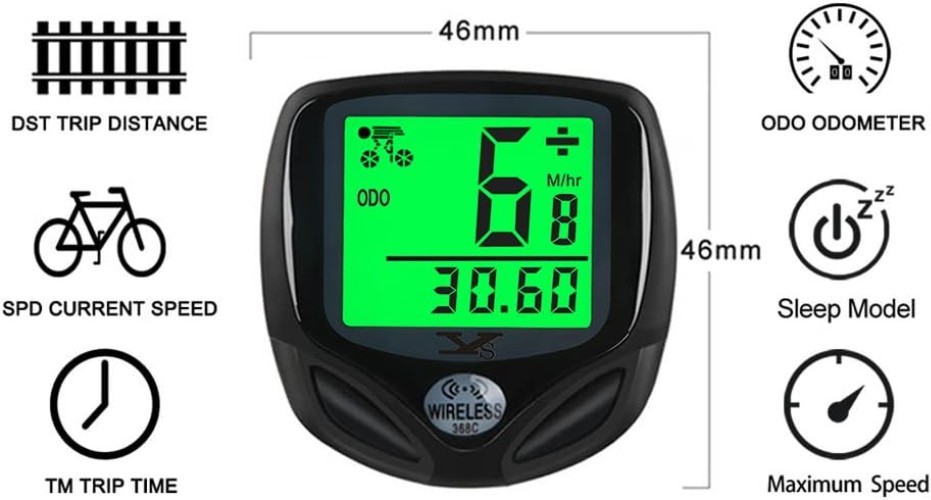 Durable Waterproof Bicycle Computer with LCD Display & Easy Installation - Black