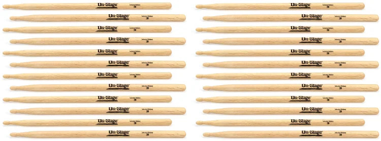 On-Stage Hickory Drumsticks - 2B - Wood Tip (12 pair)