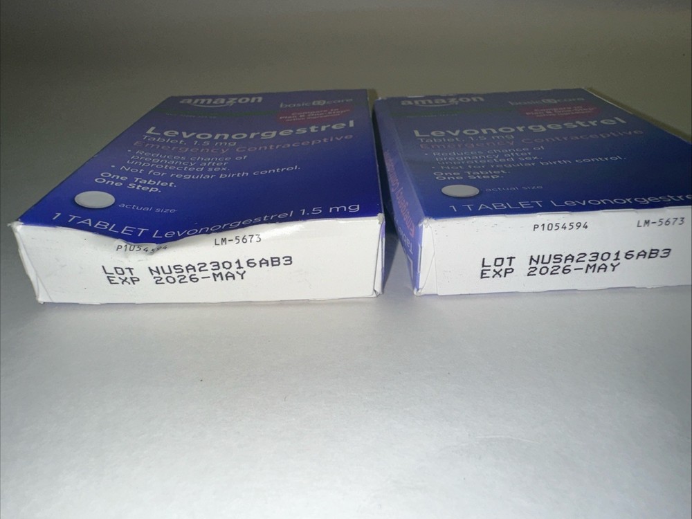 2x Amazon Basic Care 1.5mg EmergencyContraceptiveTablet 1ct CompareTo Plan B