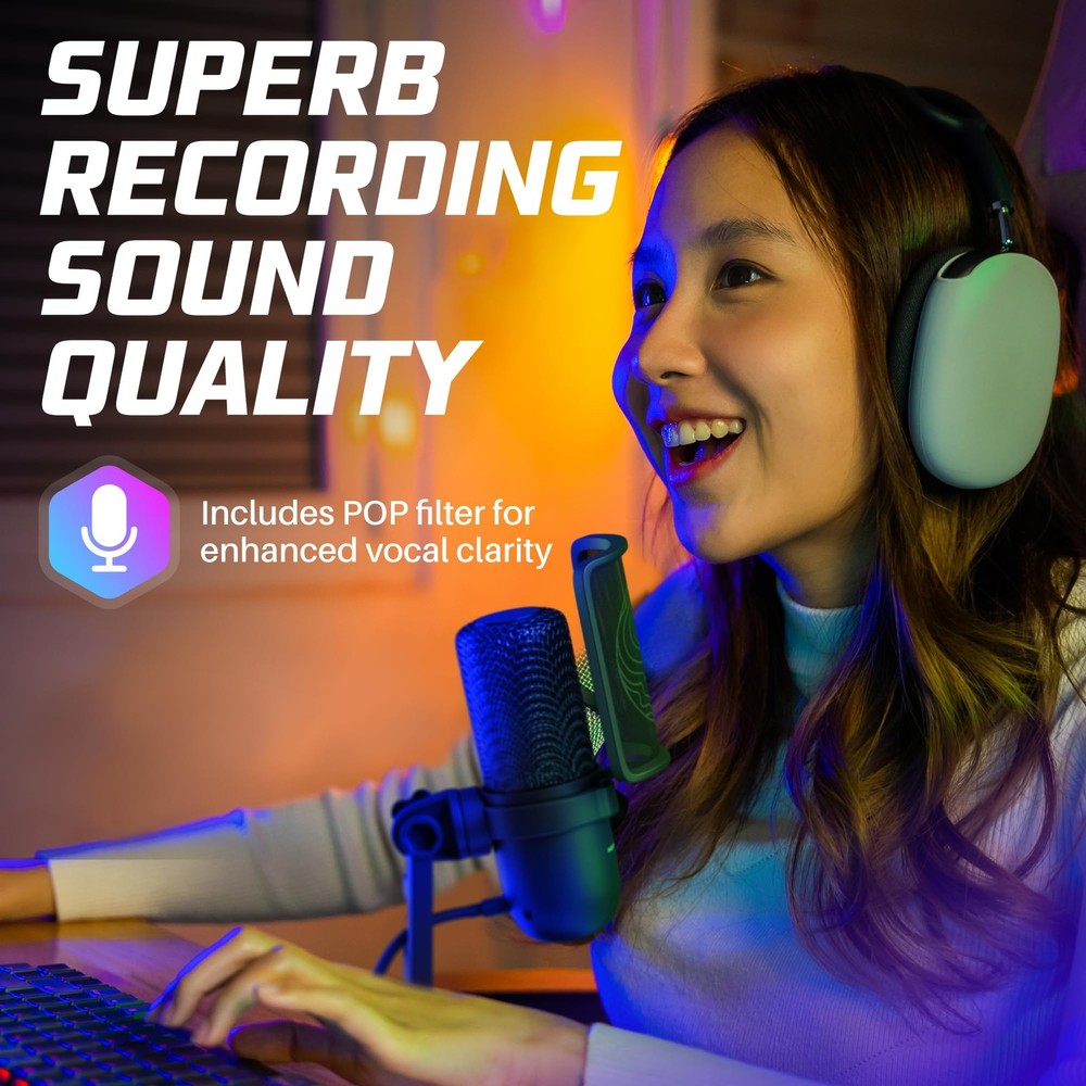 Neptune Sonus Gaming Microphone | Streaming Mic with Pop Filter for Vocal Cla...