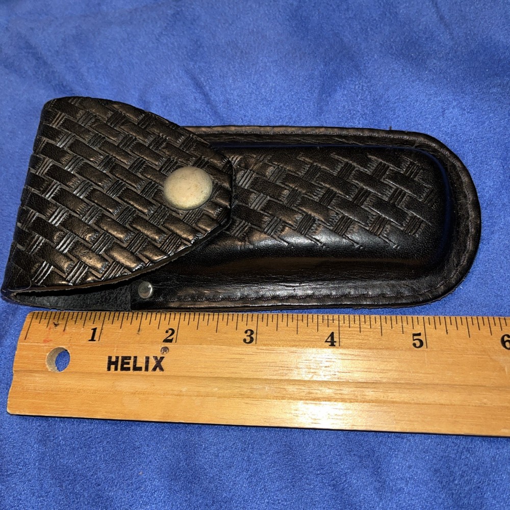 Leather Knife Sheath Case Black 5.75” Long , Belt Loop,Snap Close