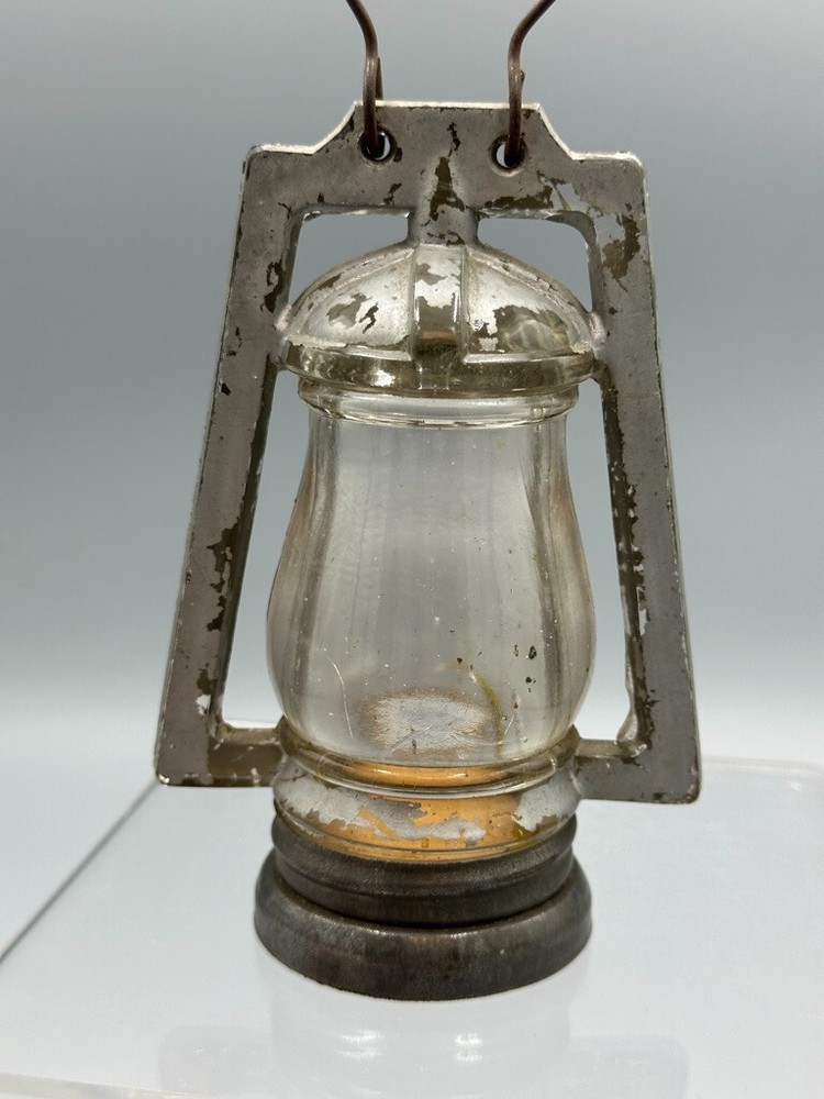 c. 1910 Barn Type 1 LANTERN Glass with Silver Paint CANDY CONTAINER A&E 426