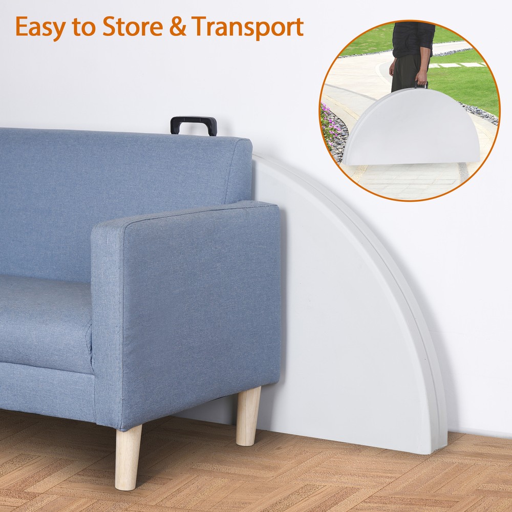 2PCS 4' Round Bi-Folding Camping Table Plastic Dining Card Table Kitchen Outdoor