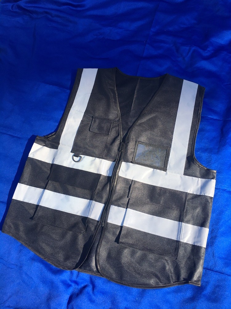 2pcs Safety Black Reflective Zip Vest