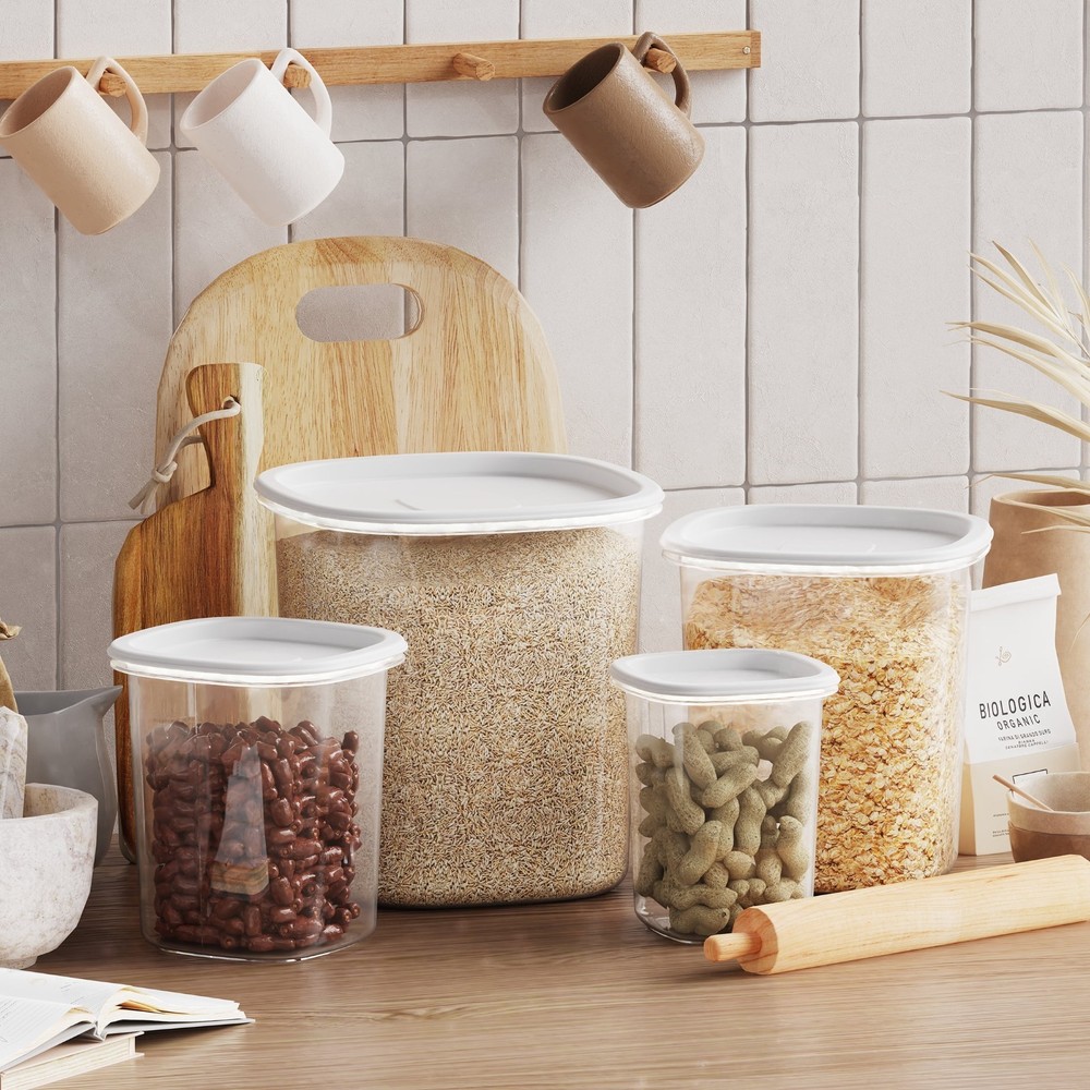 Mainstays Plastic Food Storage Canisters, 8 Pieces.