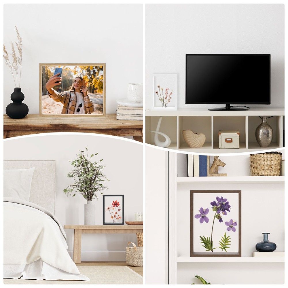 2-Pack Wooden Pressed Flower Frame, 5x7" Floating Frame [White]