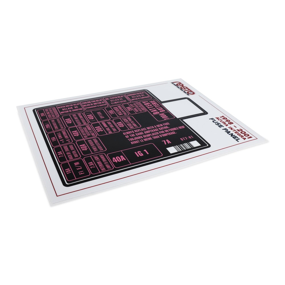 1998 - 2001 Acura Integra Replacement Engine Fuse Label