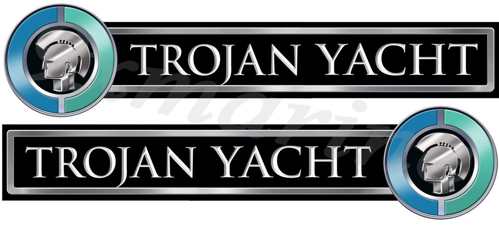 Two Trojan Boat Custom Stickers - 16 inch long