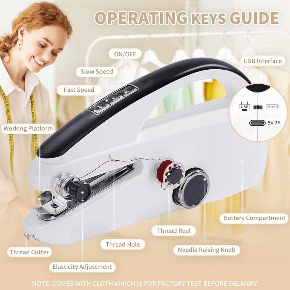 1* Plastic Sewing Machine W/Practical Sewing Kit USB/Batteries Power Supply