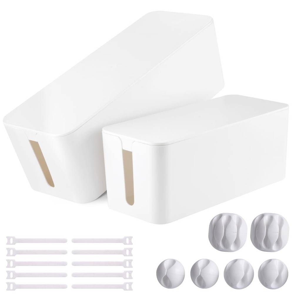 Cable Management , 2 Pack Large & Medium Cable Organizer with 17 PCS Cable Ma...