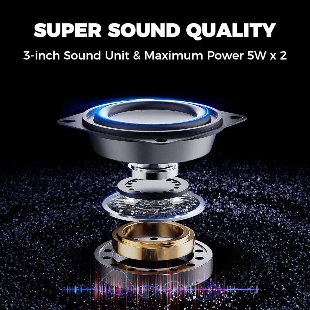 ROSON Computer Speaker, Compact Size Speaker with Headphone Jack, Enhanced Bass