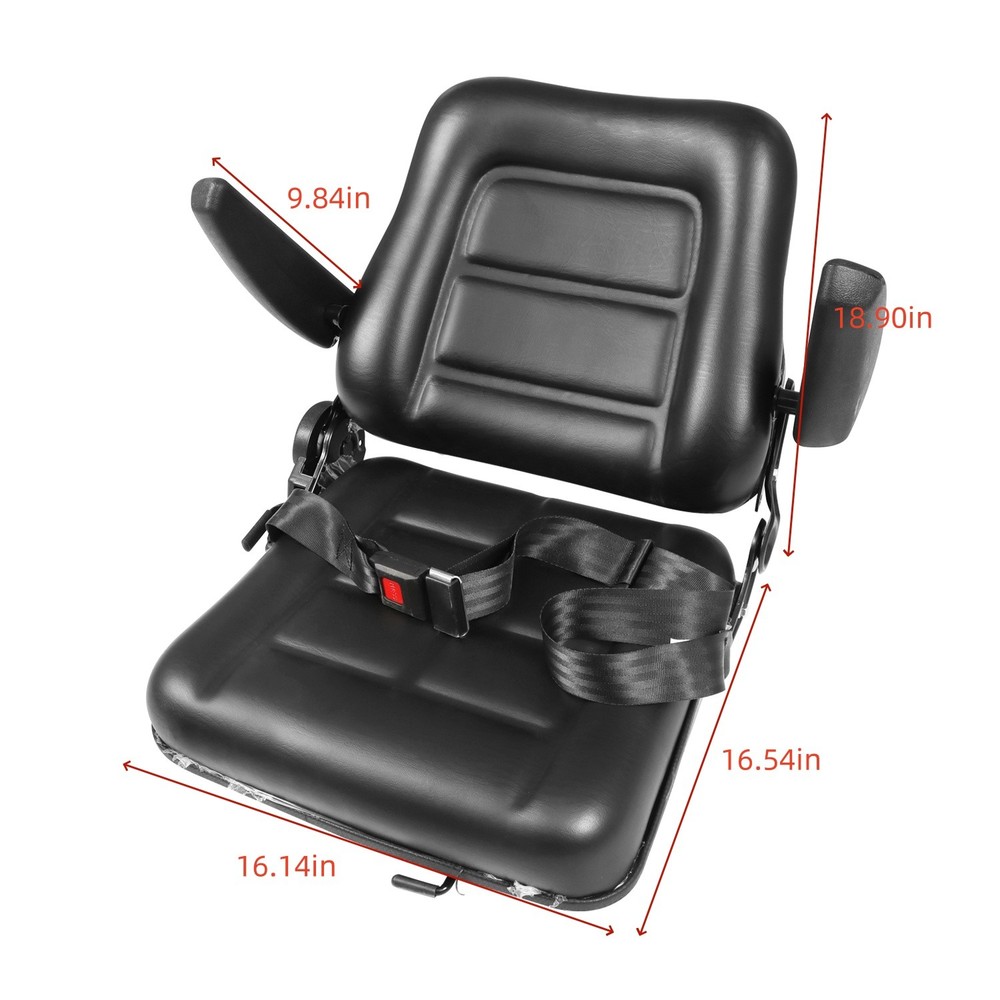 Adjustable Backrest Tractor Seat W/Armrest Forklift Seat Universal