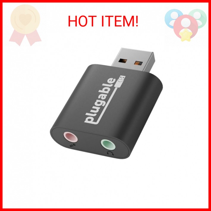 Plugable USB Audio Adapter with 3.5mm Speaker-Headphone and Microphone Jack, Add
