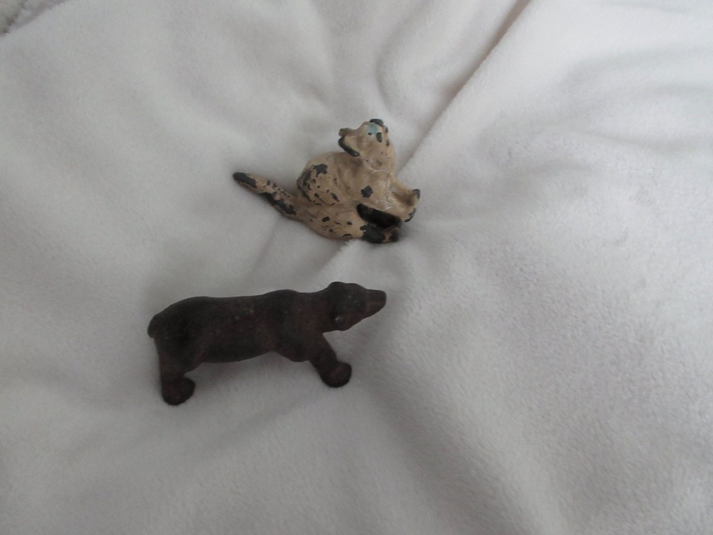Vintage Small Cast Iron Bear and Cat