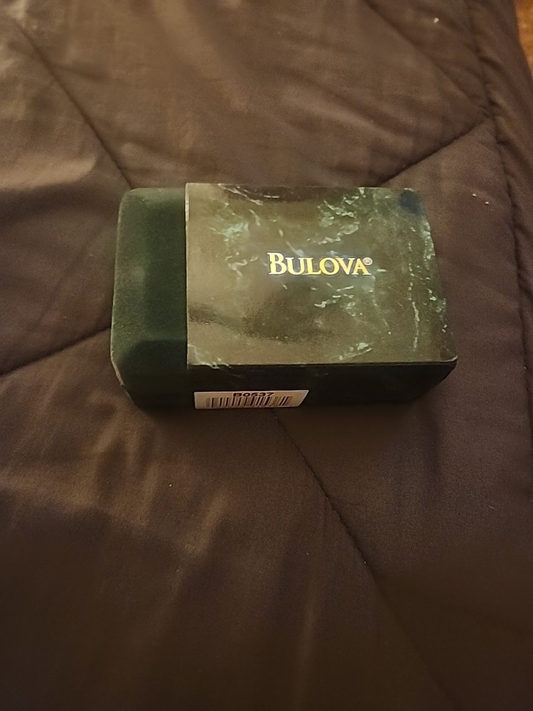 BULOVA B0537 Miniature Clock Solid Brass HARP Clock 2-1/2” BOX ONLY!!!