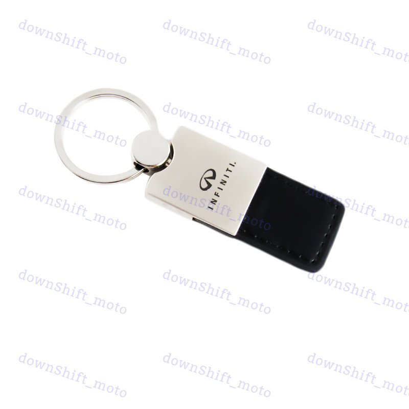 For INFINITI Logo Rectangular Authentic Black Leather Key Fob Keychain Key Tag