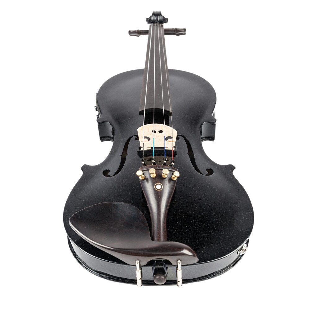 4/4 Full Size EQ Violin with Case Bow String Shoulder Rest Tuner Black