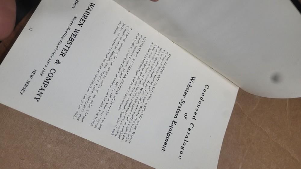 Antique Warren Webster Steam Fitting Catalog