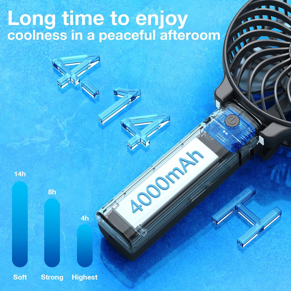 Versiontech. Portable Handheld Fan, Powerful+Durable+4000Mah+180° Foldable, Mini