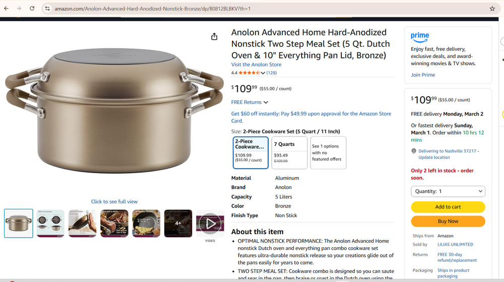 Anolon Advanced Home Hard-Anodized Nonstick Two Step Meal Set