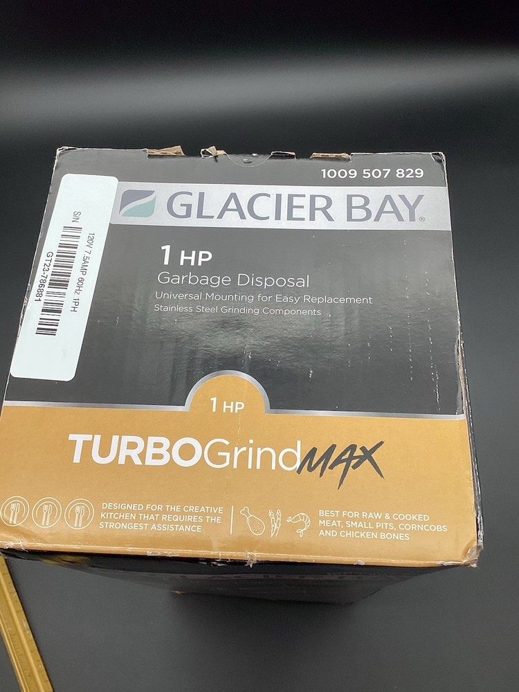 Glacier Bay 1 hp Turbo Grind Max Continuous Feed Garbage Disposal Open Box