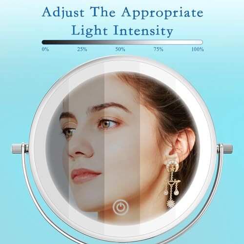Vanity Mirror with Lights 7" Rechargeable 1x/10x Lighted Makeup Mirror Adjust...