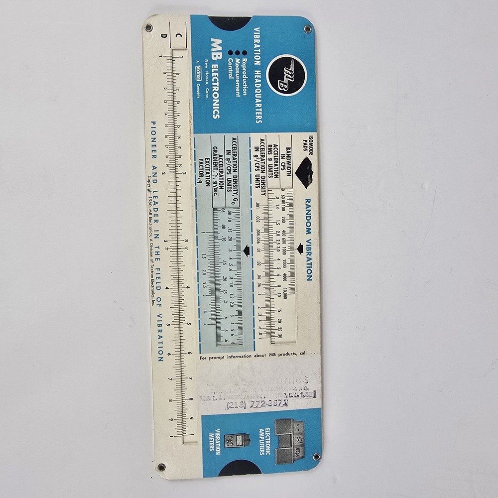 1960 MB Electronics Vibration Computer Slide Rule