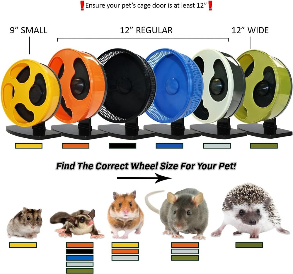 Silent Runner Pro | Sugar Glider Exercise Wheel (Black with Attachment)