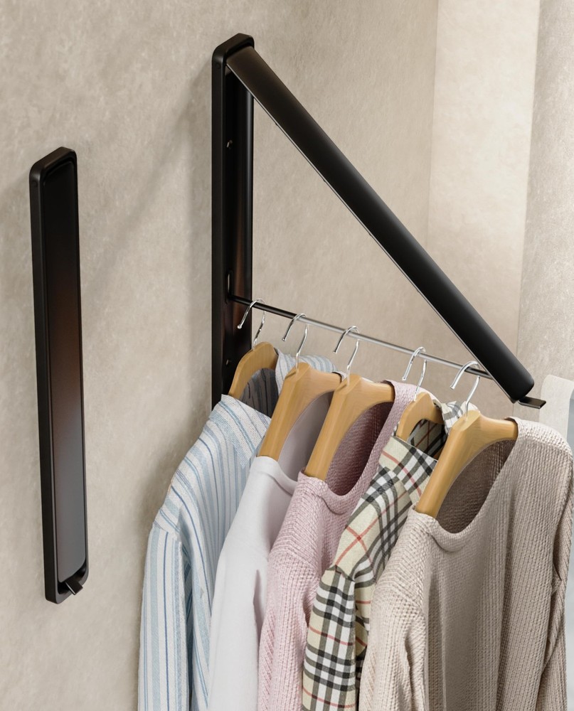 Clothes Drying Rack Wall Mounted, Retractable & Foldable Clothes Hanger for L...