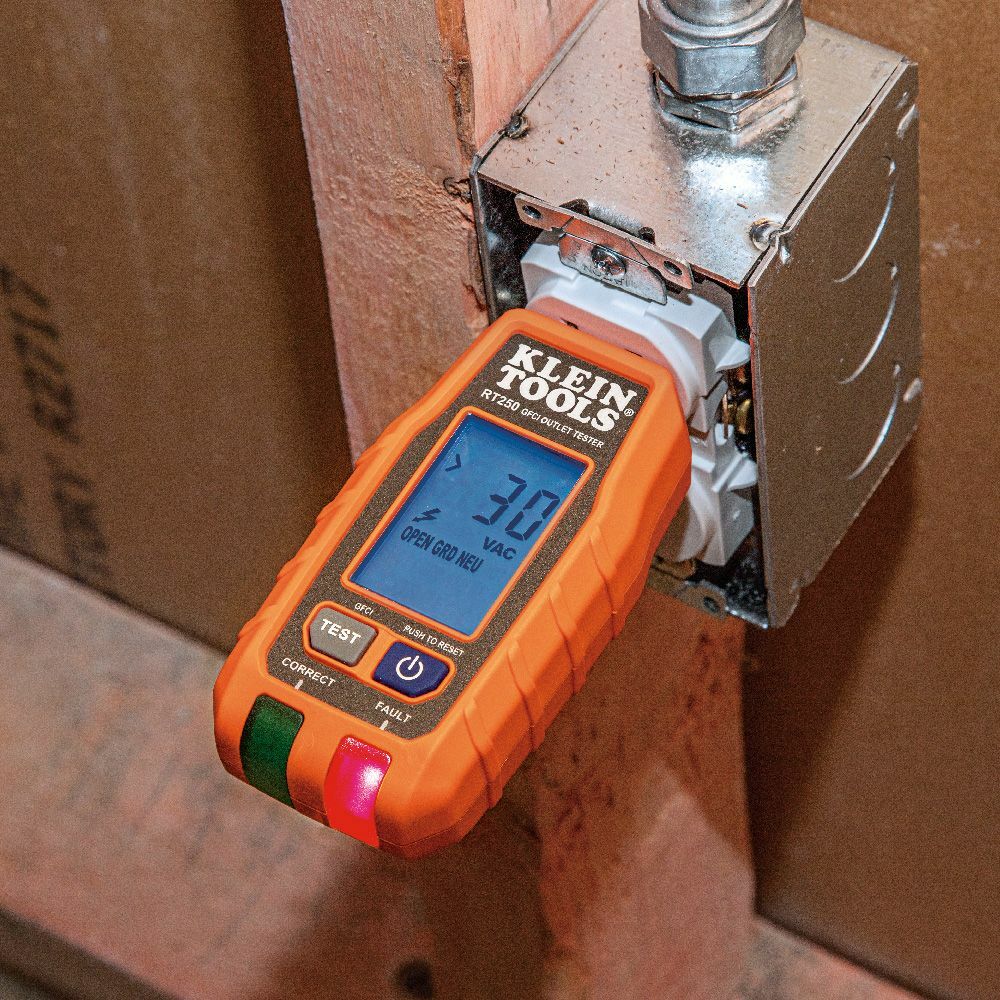 Klein Tools RT250 GFCI Receptacle Tester with LCD Display