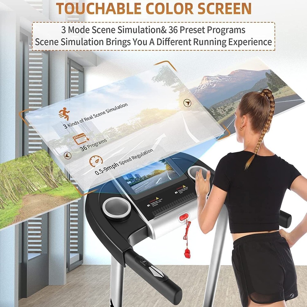 Foading Design Treadmill 3.25HP Powerful Electric Treadmill Large w.LCD Display)