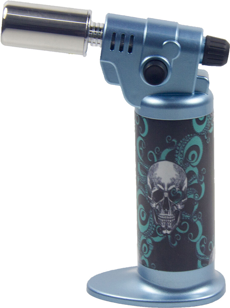 Ever Tech Double Table Torch Lighter Adjustable Flame Refillable Candy Skull BL