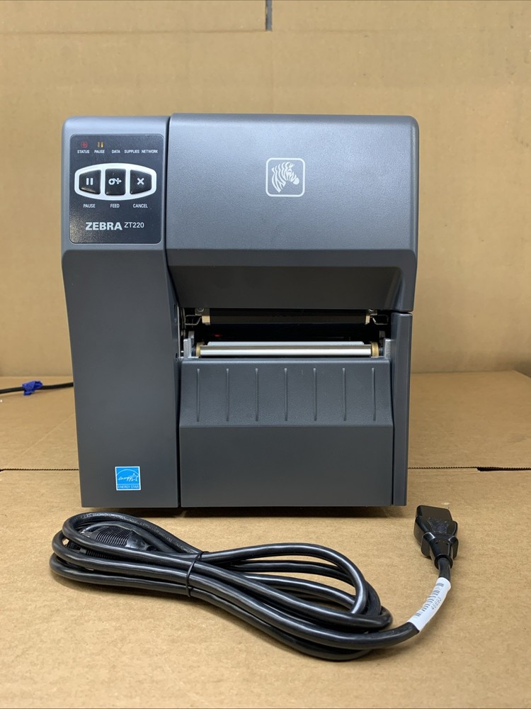 Zebra ZT220 Direct Thermal Barcode Label Printer Tested/Working w/ Power Cord