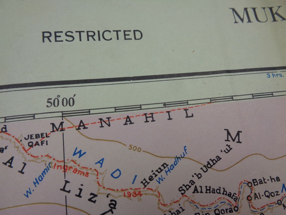 WW2 "RESTRICTED" map "MUKALLA - SOCOTRA" - FIRST PRINTING - VERY LOW PRINT RUN